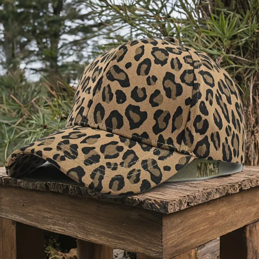 WOMENS LEAPARD PRINT BASEBALL CAP